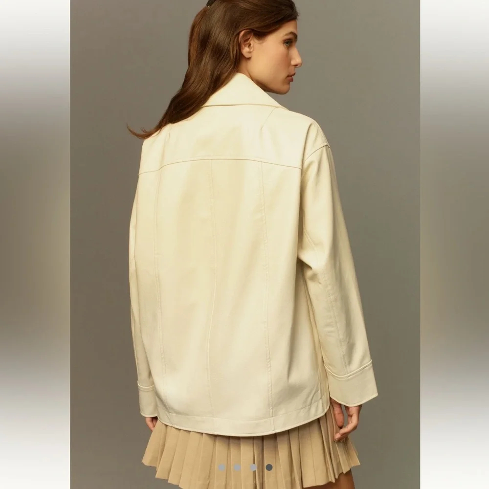 Anthropologie Maeve Faux Leather Cocoon Blazer - Picture 11 of 13